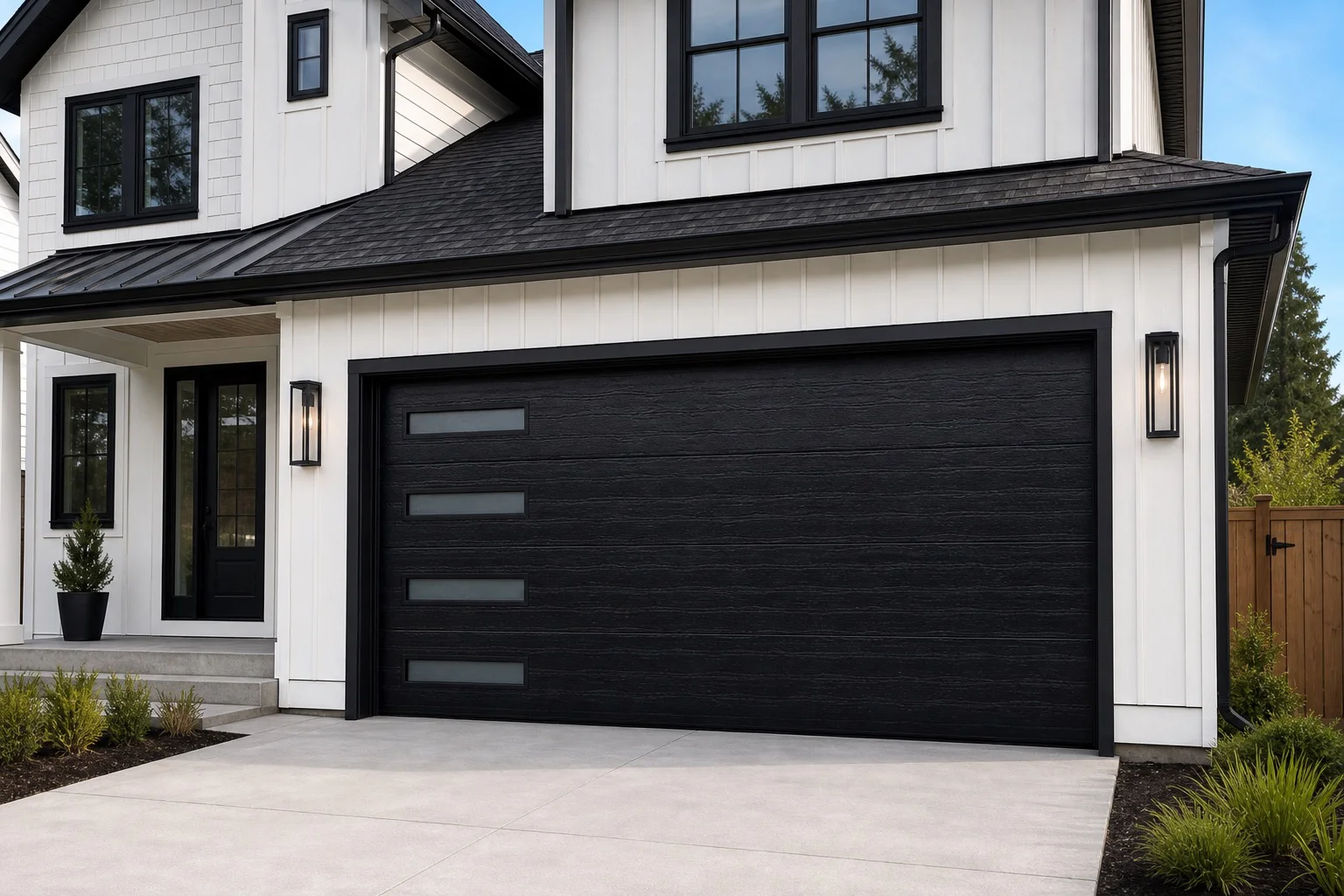 Slim window modern garage door — Metro Vancouver
