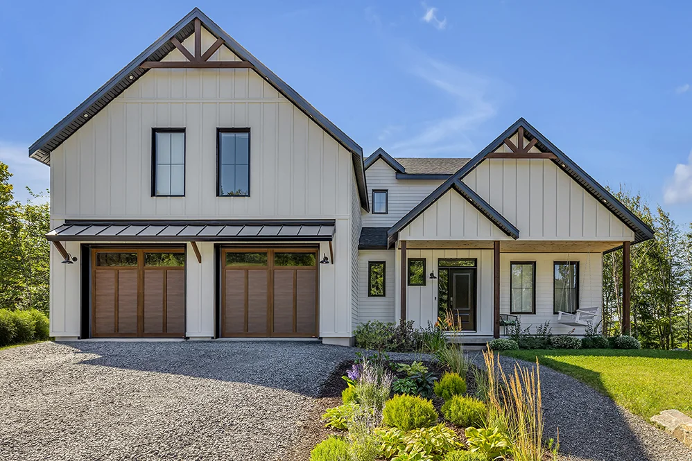 Walnut faux carriage wood garage door — Metro Vancouver